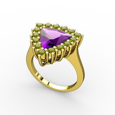 Pralia Yüzük - Ametist ve peridot 8 ayar altın yüzük #1pjn8z7