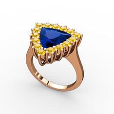 Pralia Yüzük - Lab safir ve sitrin 925 ayar rose altın kaplama gümüş yüzük #1r707jr