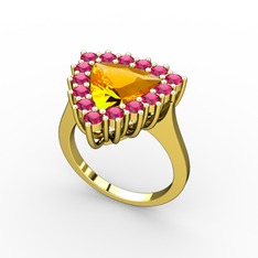 Sitrin ve rodolit garnet 8 ayar altın yüzük
