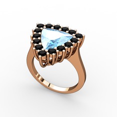 Pralia Yüzük - Akuamarin ve siyah zirkon 925 ayar rose altın kaplama gümüş yüzük #1stnues