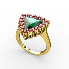 Pralia Yüzük - Yeşil kuvars ve garnet 925 ayar altın kaplama gümüş yüzük #1t3ystm