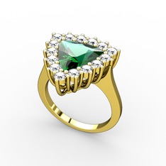 Yeşil kuvars ve swarovski 925 ayar altın kaplama gümüş yüzük