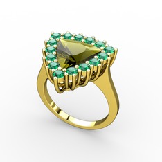 Pralia Yüzük - Peridot ve yeşil kuvars 14 ayar altın yüzük #1tk8wxf