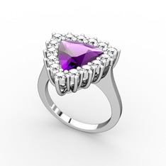 Pralia Yüzük - Ametist ve swarovski 14 ayar beyaz altın yüzük #1wfbbai