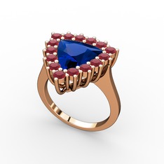 Pralia Yüzük - Lab safir ve kök yakut 14 ayar rose altın yüzük #1wy95gc