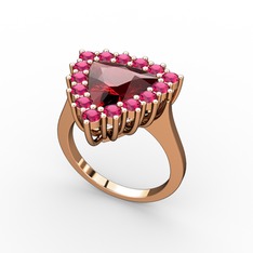 Pralia Yüzük - Garnet ve rodolit garnet 8 ayar rose altın yüzük #1x23ns4