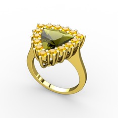 Peridot ve sitrin 8 ayar altın yüzük