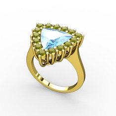 Pralia Yüzük - Akuamarin ve peridot 925 ayar altın kaplama gümüş yüzük #1xlgajx