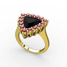 Siyah zirkon ve garnet 925 ayar altın kaplama gümüş yüzük