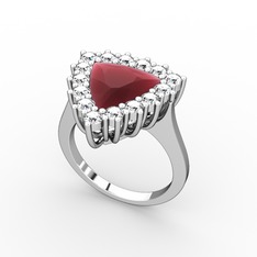 Kök yakut ve swarovski 14 ayar beyaz altın yüzük