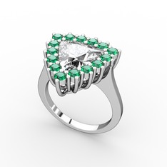 Swarovski ve yeşil kuvars 925 ayar gümüş yüzük