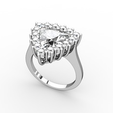 Beyaz zirkon ve swarovski 18 ayar beyaz altın yüzük