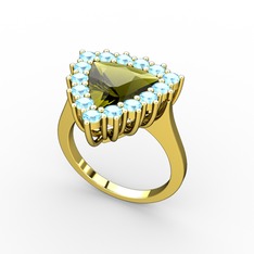 Pralia Yüzük - Peridot ve akuamarin 18 ayar altın yüzük #3rasem