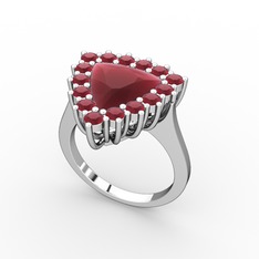 Kök yakut 18 ayar beyaz altın yüzük