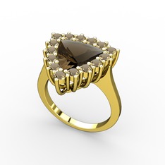 Dumanlı kuvars 18 ayar altın yüzük