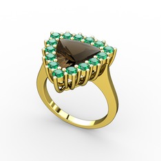 Pralia Yüzük - Dumanlı kuvars ve yeşil kuvars 925 ayar altın kaplama gümüş yüzük #5amwxh