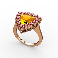 Pralia Yüzük - Sitrin ve garnet 14 ayar rose altın yüzük #64ka91