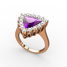 Pralia Yüzük - Ametist ve swarovski 925 ayar rose altın kaplama gümüş yüzük #66mvas