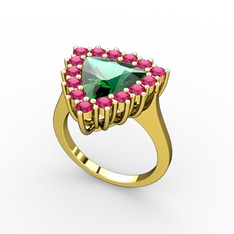 Pralia Yüzük - Yeşil kuvars ve rodolit garnet 8 ayar altın yüzük #66y8au