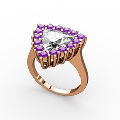 Pralia Yüzük - Swarovski ve ametist 14 ayar rose altın yüzük #68j3p7
