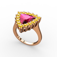 Pralia Yüzük - Rodolit garnet ve sitrin 8 ayar rose altın yüzük #6bn0cz