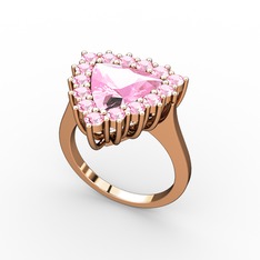 Pembe kuvars 925 ayar rose altın kaplama gümüş yüzük