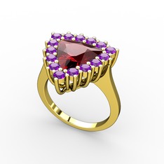 Garnet ve ametist 14 ayar altın yüzük