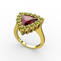 Pralia Yüzük - Garnet ve peridot 14 ayar altın yüzük #axitr7