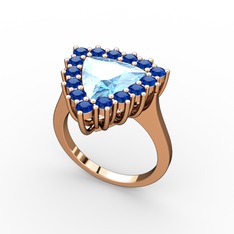 Pralia Yüzük - Akuamarin ve lab safir 18 ayar rose altın yüzük #be7qpu