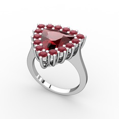 Pralia Yüzük - Garnet ve kök yakut 14 ayar beyaz altın yüzük #bpmaaw
