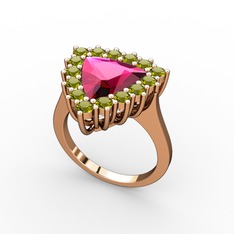 Pralia Yüzük - Rodolit garnet ve peridot 18 ayar rose altın yüzük #c76omo