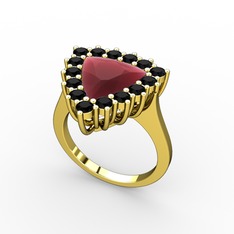 Pralia Yüzük - Kök yakut ve siyah zirkon 925 ayar altın kaplama gümüş yüzük #ci2ep2