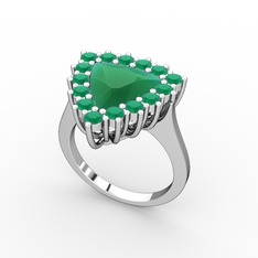 Pralia Yüzük - Kök zümrüt 14 ayar beyaz altın yüzük #dnsciu