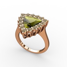Pralia Yüzük - Peridot ve dumanlı kuvars 925 ayar rose altın kaplama gümüş yüzük #dxz7v3