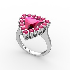 Pralia Yüzük - Rodolit garnet 8 ayar beyaz altın yüzük #f1lozl