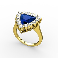 Pralia Yüzük - Lab safir ve swarovski 8 ayar altın yüzük #fuu5qh
