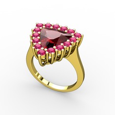 Garnet ve rodolit garnet 18 ayar altın yüzük