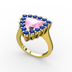 Pralia Yüzük - Pembe kuvars ve lab safir 925 ayar altın kaplama gümüş yüzük #h9osnr