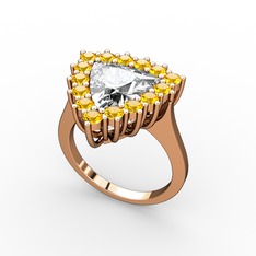 Pralia Yüzük - Swarovski ve sitrin 14 ayar rose altın yüzük #j35s2