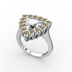 Pralia Yüzük - Beyaz zirkon ve dumanlı kuvars 925 ayar gümüş yüzük #joz20k