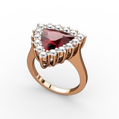 Pralia Yüzük - Garnet ve pırlanta 8 ayar rose altın yüzük (0.9 karat) #jymzf0