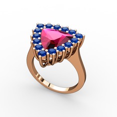 Pralia Yüzük - Rodolit garnet ve lab safir 18 ayar rose altın yüzük #kk1kx2