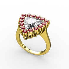Swarovski ve garnet 8 ayar altın yüzük