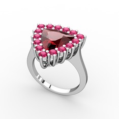 Pralia Yüzük - Garnet ve rodolit garnet 18 ayar beyaz altın yüzük #ljwx8k