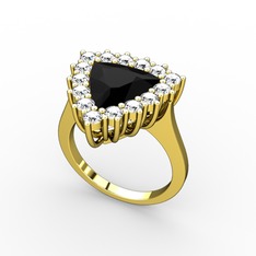 Siyah zirkon ve beyaz zirkon 925 ayar altın kaplama gümüş yüzük