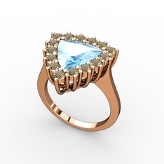 Pralia Yüzük - Akuamarin ve dumanlı kuvars 925 ayar rose altın kaplama gümüş yüzük #man8m4