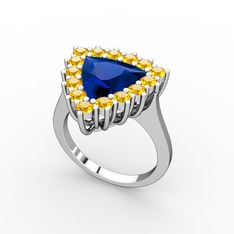 Pralia Yüzük - Lab safir ve sitrin 18 ayar beyaz altın yüzük #mq22j2