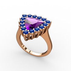 Pralia Yüzük - Ametist ve lab safir 8 ayar rose altın yüzük #mtk4cp