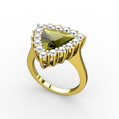 Pralia Yüzük - Peridot ve swarovski 14 ayar altın yüzük #n4g48p