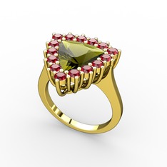 Peridot ve garnet 14 ayar altın yüzük
